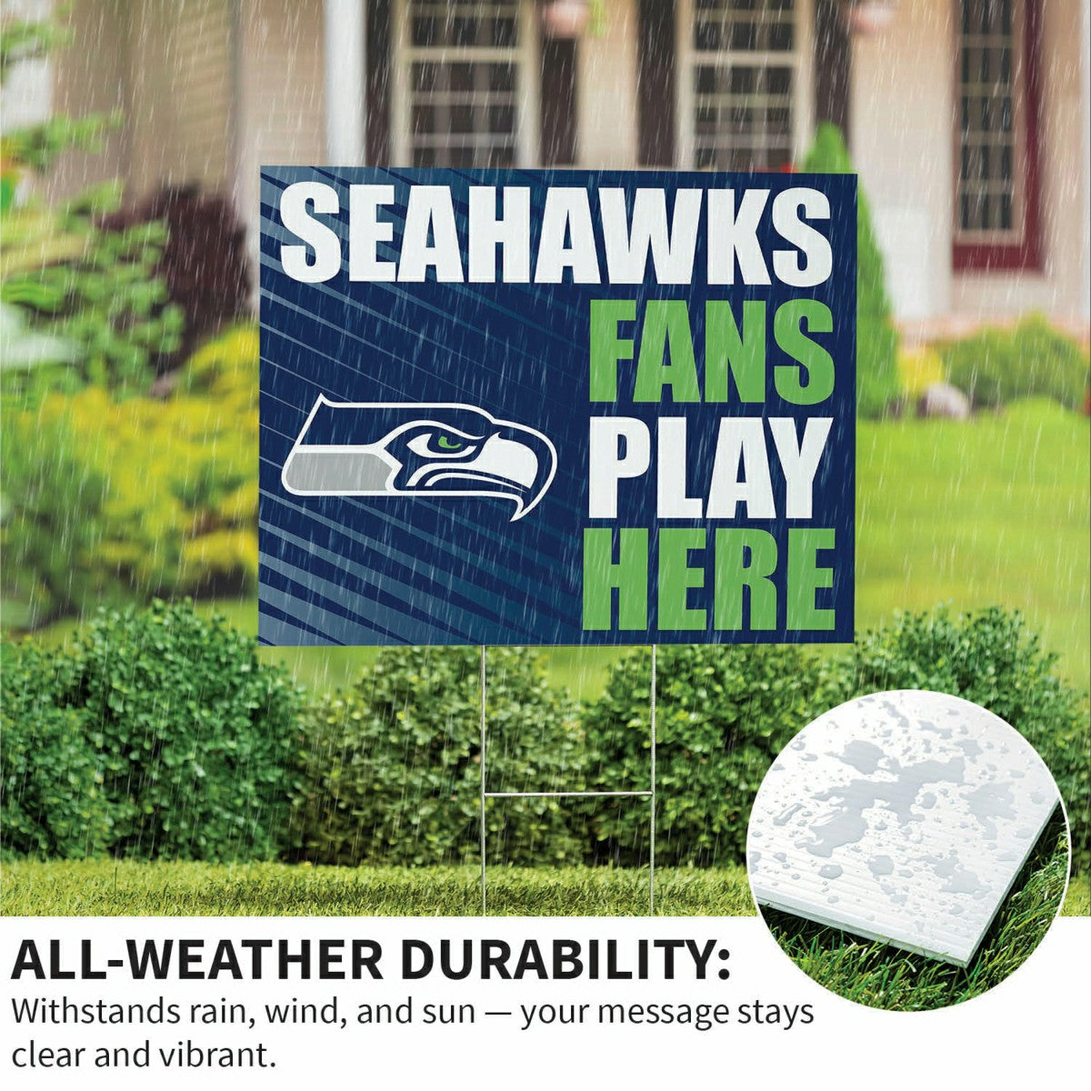 Team Sports America Essential - Seattle Seahawks Coroplast Yard Sign "Fans Play Here"