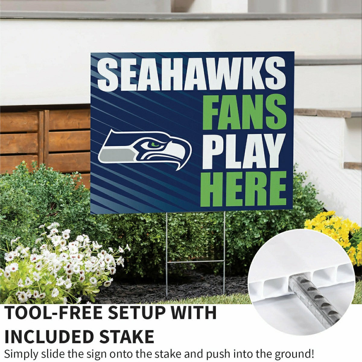 Team Sports America Essential - Seattle Seahawks Coroplast Yard Sign "Fans Play Here"