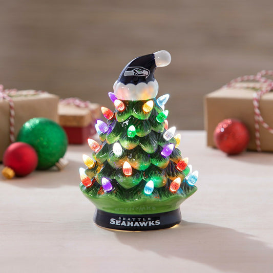 Team Sports America Everyday - 8" LED Ceramic Christmas Tree, Seattle Seahawks