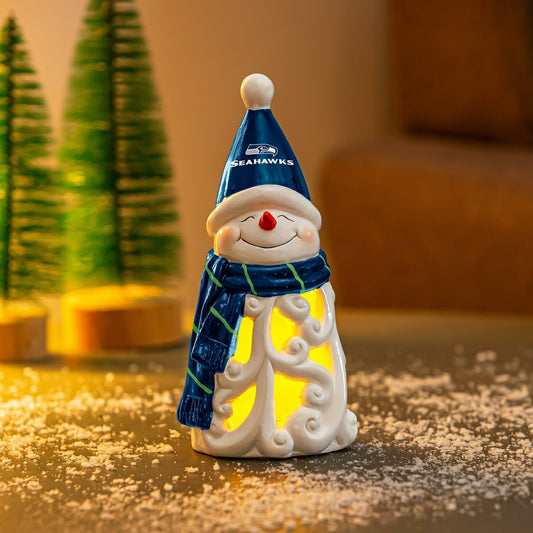 Team Sports America Best Seller - Seattle Seahawks Snowman LED Statuary, 8"