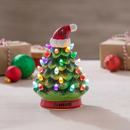 Team Sports America Everyday - 8" LED Ceramic Christmas Tree, Tampa Bay Buccaneers