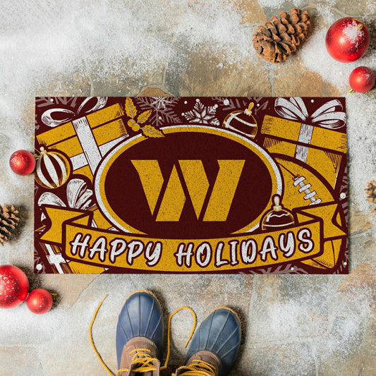 Team Sports America Essential - Washington Commanders Holiday PVC Mat, 28"x16"