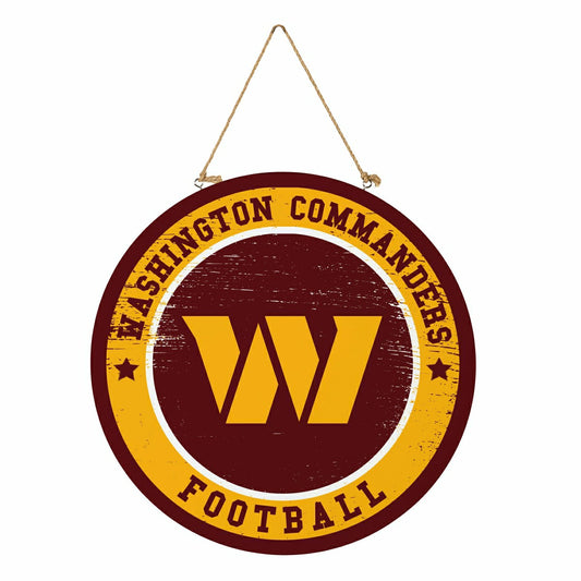 Team Sports America Recommended - Washington Commanders Round Door Décor with Hanging Rope, 18x18
