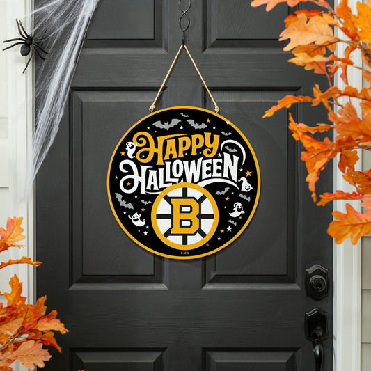Team Sports America Exclusive - Boston Bruins Halloween Round Door Décor with Hanging Rope, 18x18