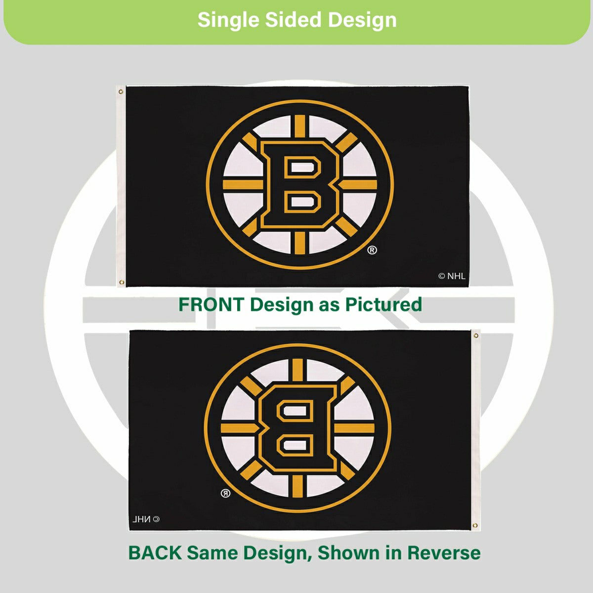 Team Sports America Exclusive - Boston Bruins Single Sided Flag with 2 Grommets, 3'x5'