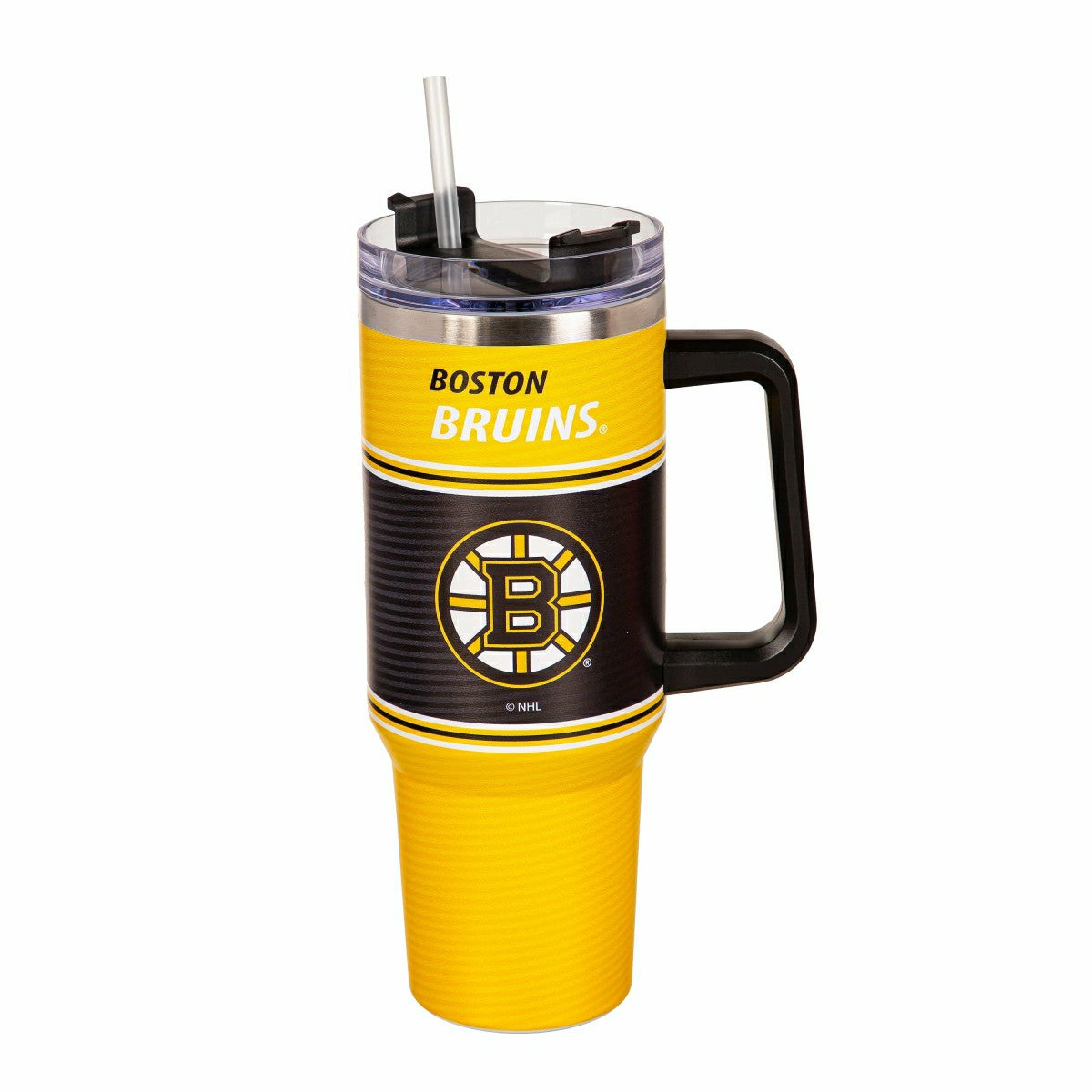 Team Sports America Recommended - 40oz Stainless Steel Canyon Cup w/ Straw, Boston Bruins