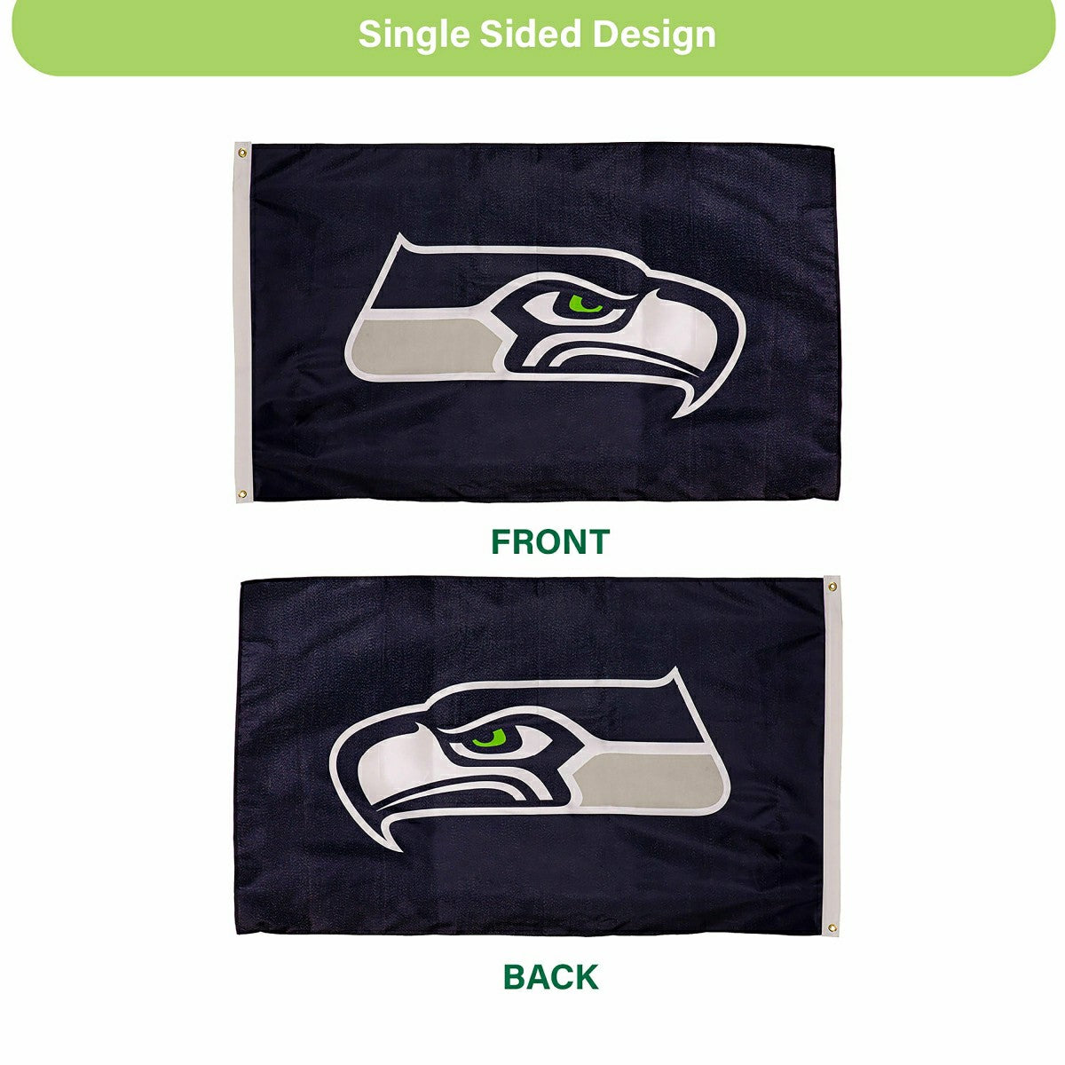 Team Sports America Everyday - Seattle Seahawks Single Sided Estate Flag with 2 Grommets, 3'x5'