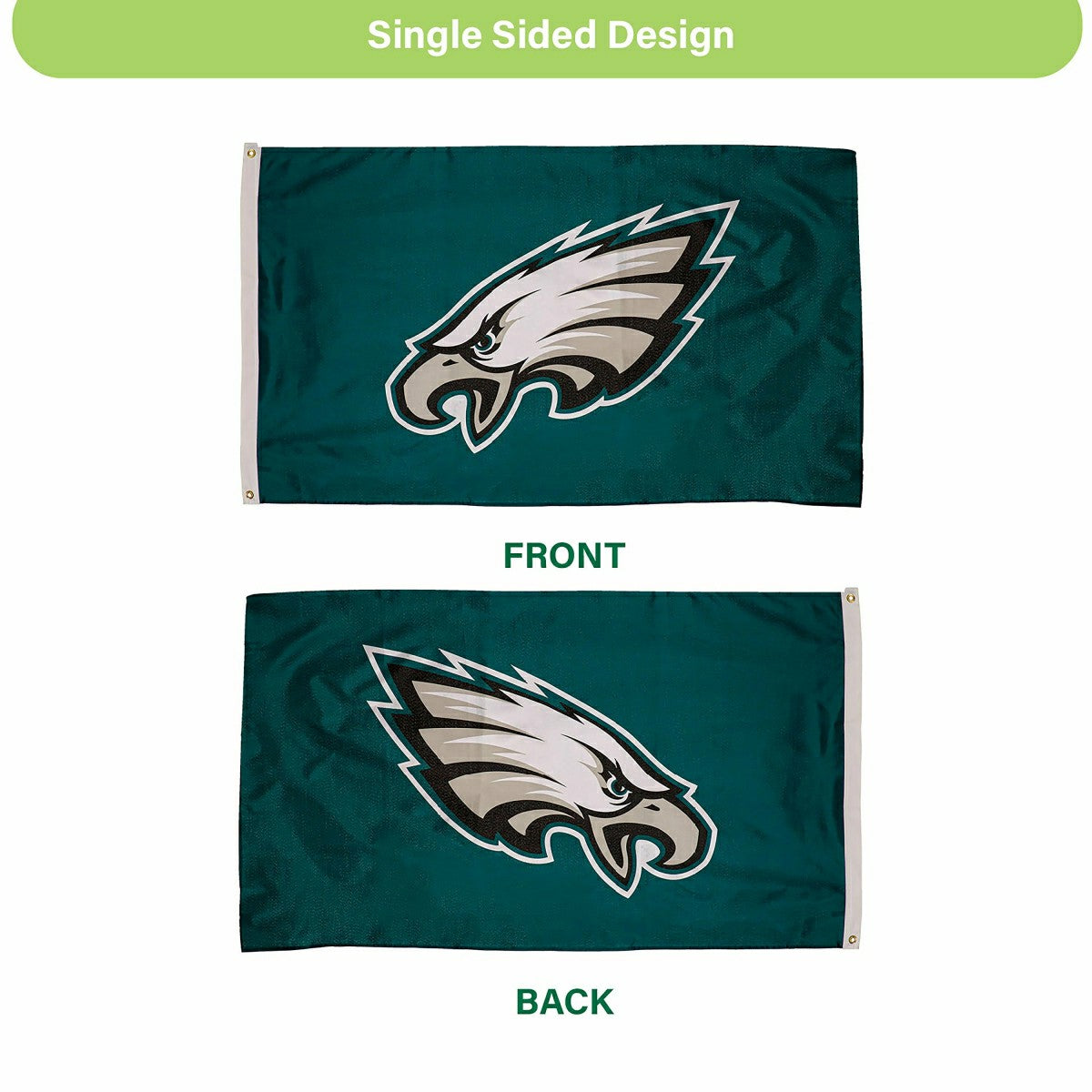 Team Sports America Value - Philadelphia Eagles Single Sided Estate Flag with 2 Grommets, 3'x5'