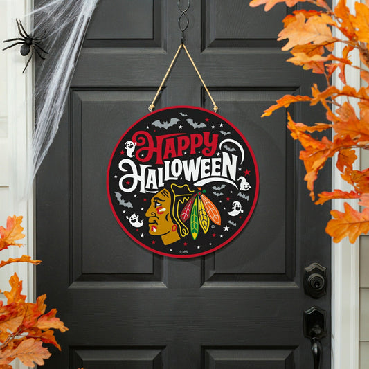 Team Sports America Value - Chicago Blackhawks Halloween Round Door Décor with Hanging Rope, 18x18