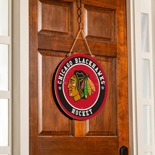 Team Sports America Value - Chicago Blackhawks Round Door Décor with Hanging Rope, 18x18