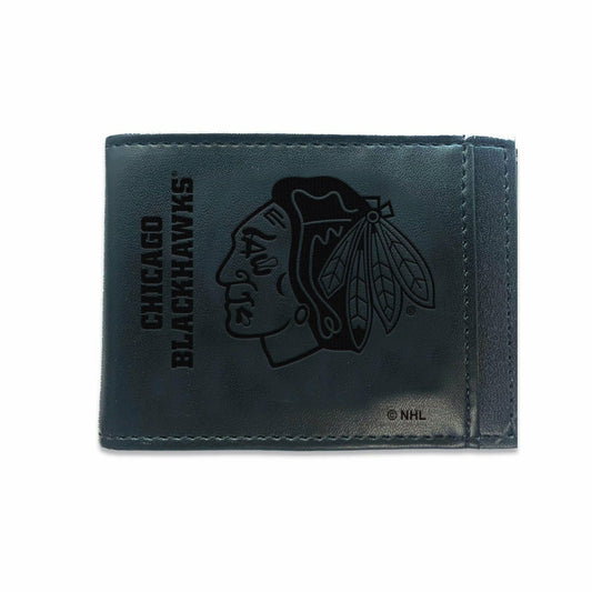 Team Sports America Recommended - Front Pocket Wallet w/ RFID Blocking, Chicago Blackhawks, Black