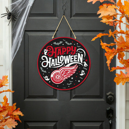 Team Sports America Best Seller - Detroit Red Wings Halloween Round Door Décor with Hanging Rope, 18x18
