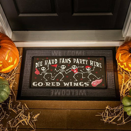 Team Sports America Exclusive - Detroit Red Wings Flocked Coir Halloween Sassafras Switch Mat, 22"x10"
