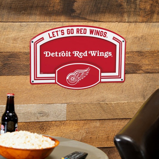 Team Sports America Signature - Detroit Red Wings USA Embossed Steel Wall Sign, 11" x 17"
