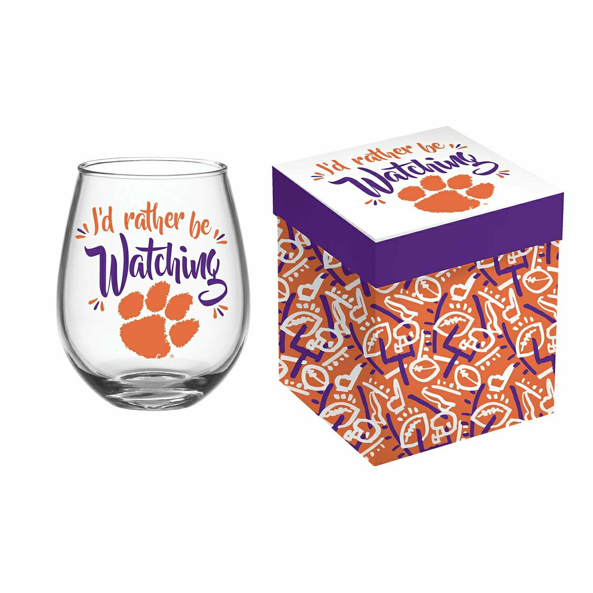 Team Sports America Value - Clemson University, 17oz Boxed Stemless Glass