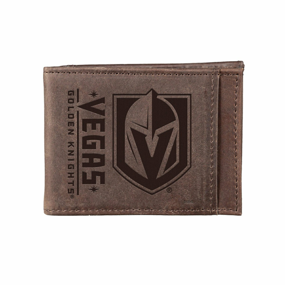 Team Sports America Recommended - Front Pocket Wallet w/ RFID Blocking, Vegas Golden Knights, Brown