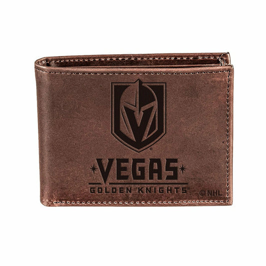 Team Sports America Essential - Vegas Golden Knights, Bi-Fold Wallet, Brown, CH, 100% Genuine Leather