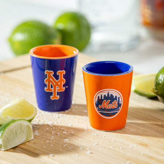 Team Sports America Essential - New York Mets 4-Piece Ceramic 2oz. Shot Glass Set