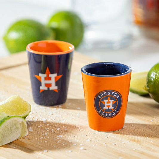 Team Sports America Best Seller - Houston Astros 4-Piece Ceramic 2oz. Shot Glass Set