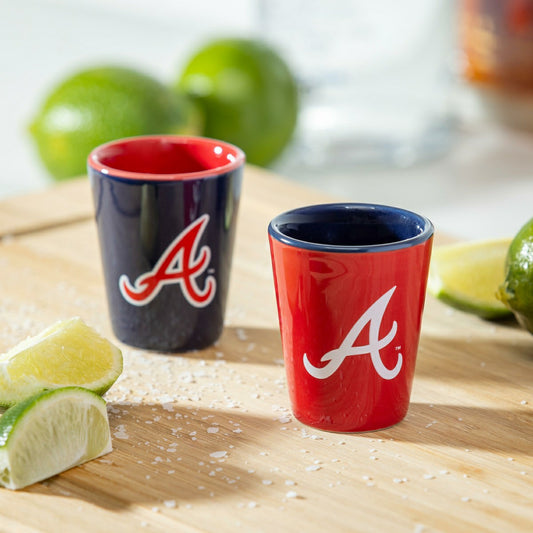 Team Sports America Exclusive - Atlanta Braves 4-Piece Ceramic 2oz. Shot Glass Set