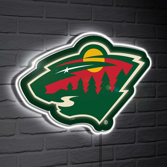 Team Sports America Essential - Minnesota Wild LED Wall Decor, Glazelite, Logo
