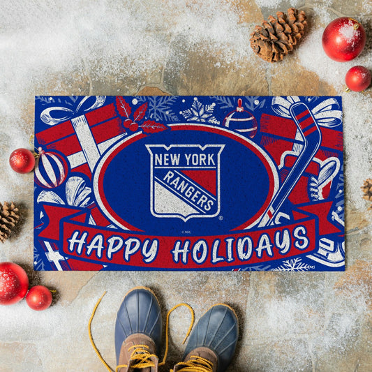 Team Sports America Exclusive - New York Rangers Holiday PVC Mat, 28"x16"