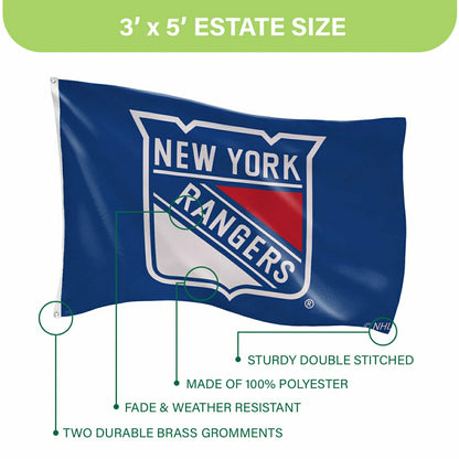 Team Sports America Classic - New York Rangers Single Sided Flag with 2 Grommets, 3'x5'