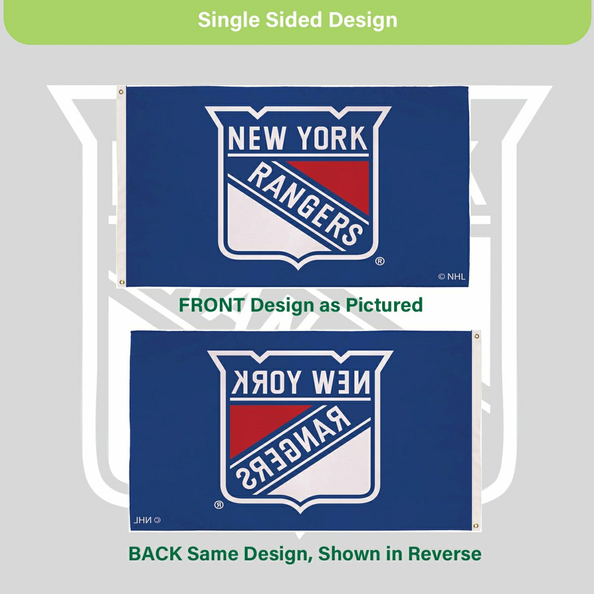 Team Sports America Classic - New York Rangers Single Sided Flag with 2 Grommets, 3'x5'