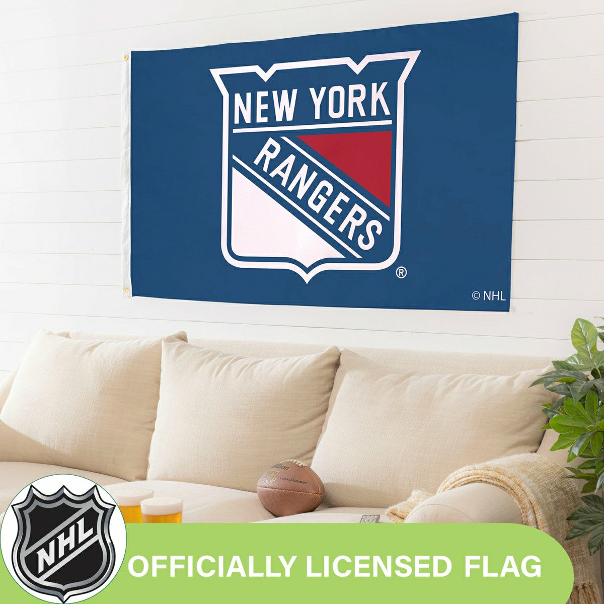 Team Sports America Classic - New York Rangers Single Sided Flag with 2 Grommets, 3'x5'