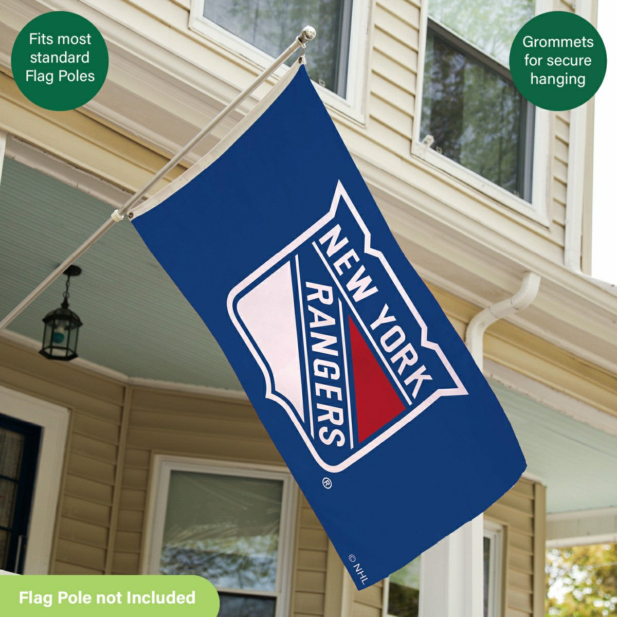 Team Sports America Classic - New York Rangers Single Sided Flag with 2 Grommets, 3'x5'