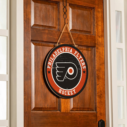 Team Sports America Exclusive - Philadelphia Flyers Round Door Décor with Hanging Rope, 18x18