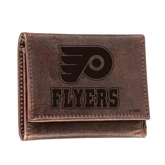 Team Sports America Classic - Philadelphia Flyers, Tri-Fold Wallet, Brown, CH, 100% Genuine Leather