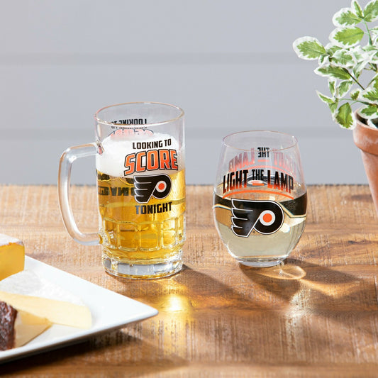 Team Sports America Classic - Stemless 17OZ Glass & Tankard 16OZ Gift Set, Philadelphia Flyers