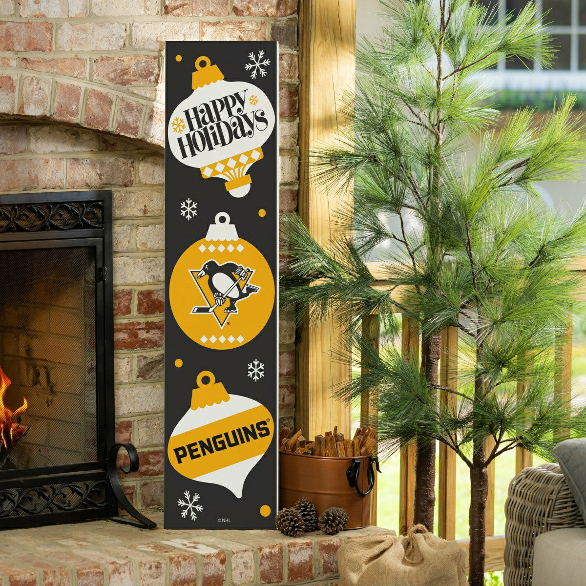 Team Sports America Best Seller - 47" Double Sided Leaner, Pittsburgh Penguins, Christmas