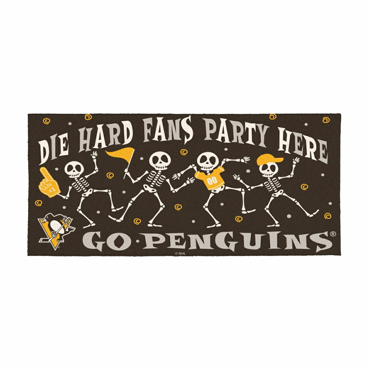 Team Sports America Everyday - Pittsburgh Penguins Flocked Coir Halloween Sassafras Switch Mat, 22"x1