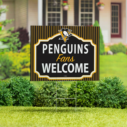 Team Sports America Value - Pittsburgh Penguins Coroplast Yard Sign, "Fans Welcome"