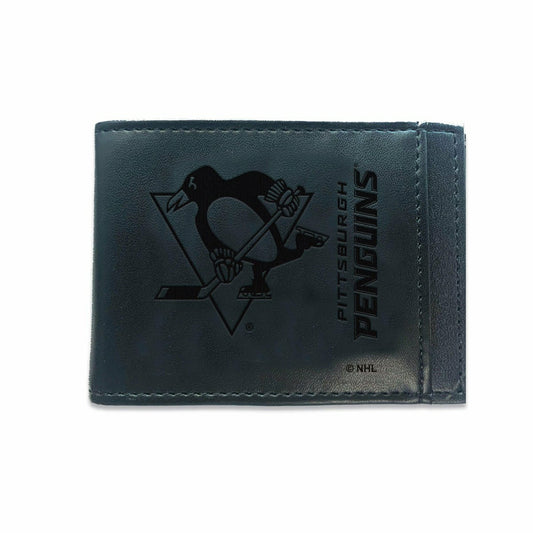 Team Sports America Classic - Front Pocket Wallet w/ RFID Blocking, Pittsburgh Penguins, Black