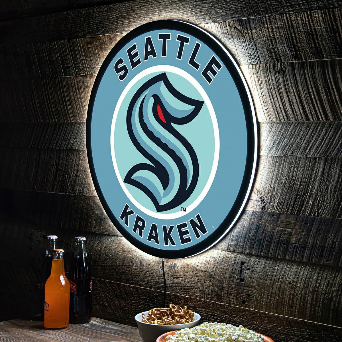 Team Sports America Signature - LED Wall Decor, Round, Seattle Kraken