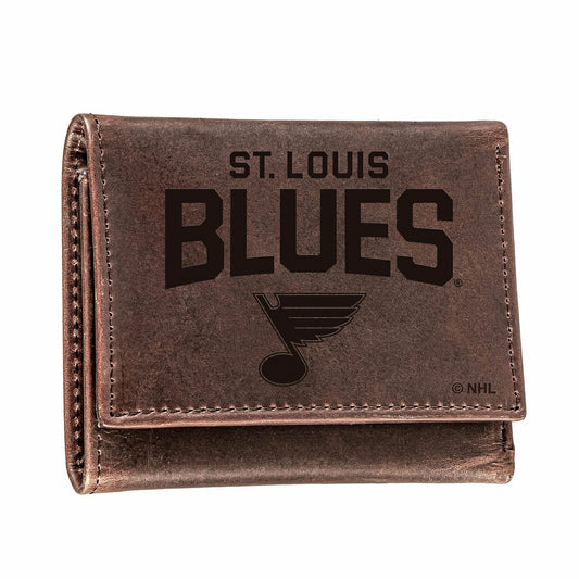 Team Sports America Recommended - St Louis Blues, Tri-Fold Wallet, Brown, CH, 100% Genuine Leather