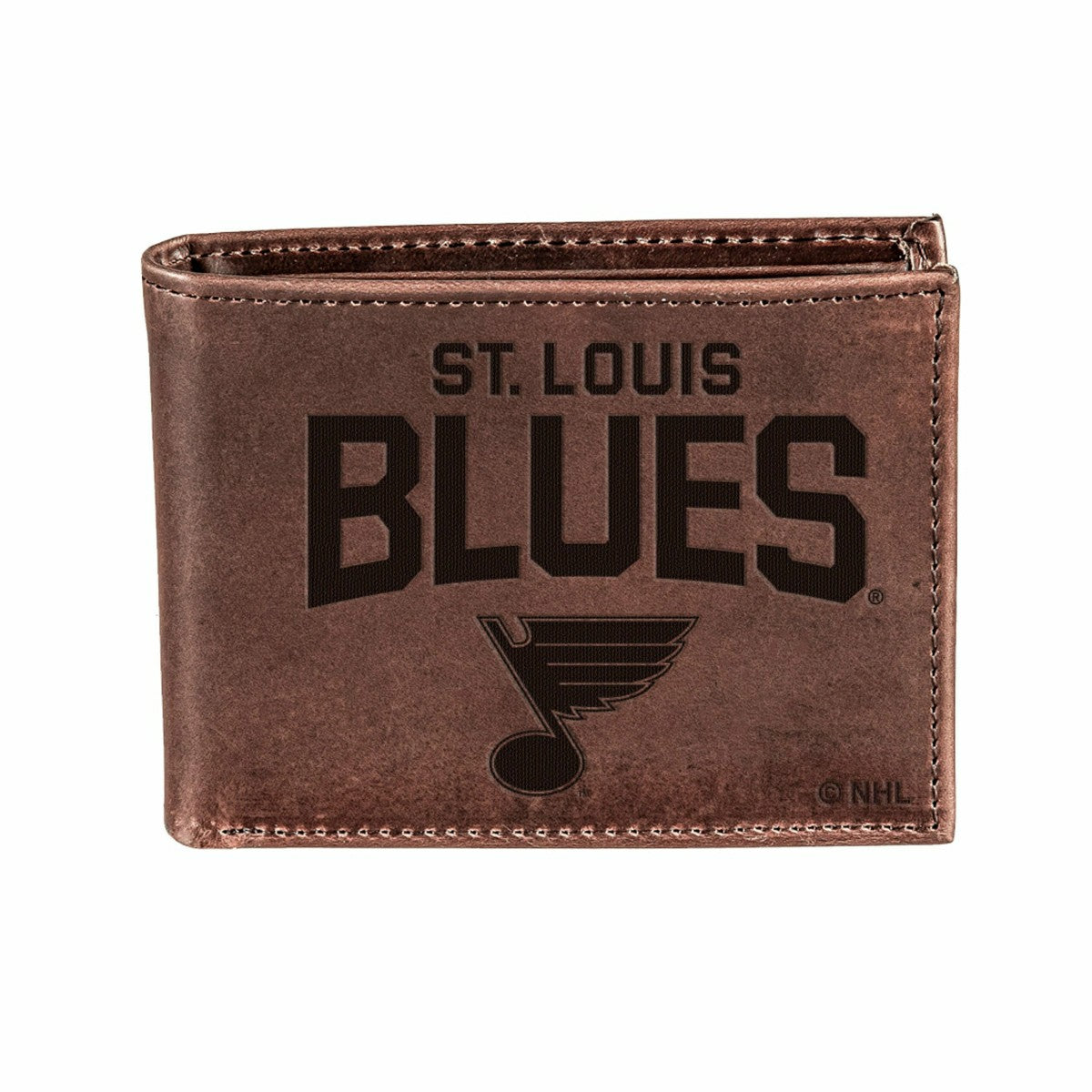 Team Sports America Recommended - St Louis Blues, Bi-Fold Wallet, Brown, CH, 100% Genuine Leather