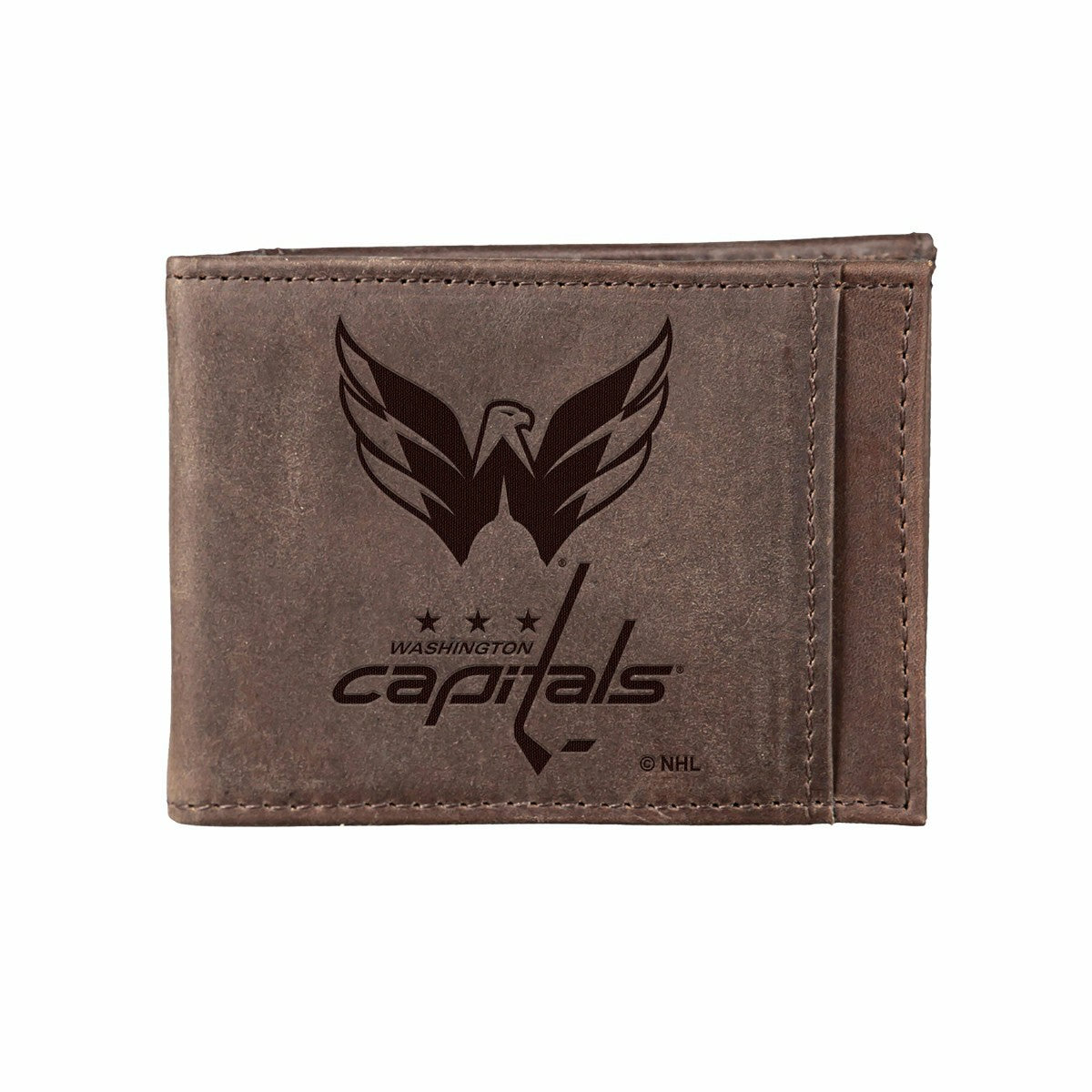 Team Sports America Value - Front Pocket Wallet w/ RFID Blocking, Washington Capitals, Brown