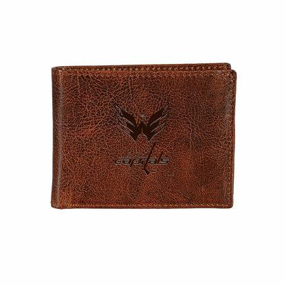 Team Sports America Exclusive - Washington Capitals, Embossed 100% Genuine Tumbled Leather Passcase Bi