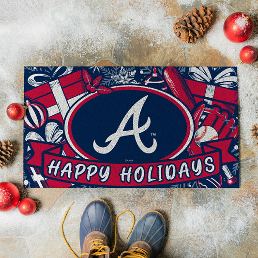 Team Sports America Value - Atlanta Braves Holiday PVC Mat, 28"x16"