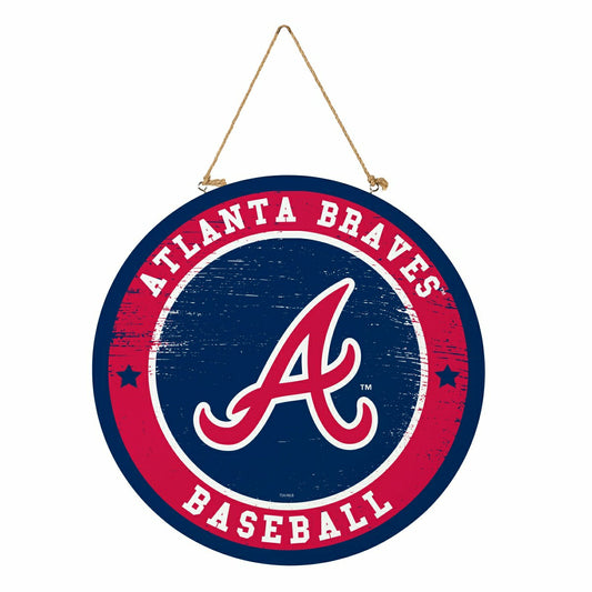 Team Sports America Signature - Atlanta Braves Round Door Décor with Hanging Rope, 18x18
