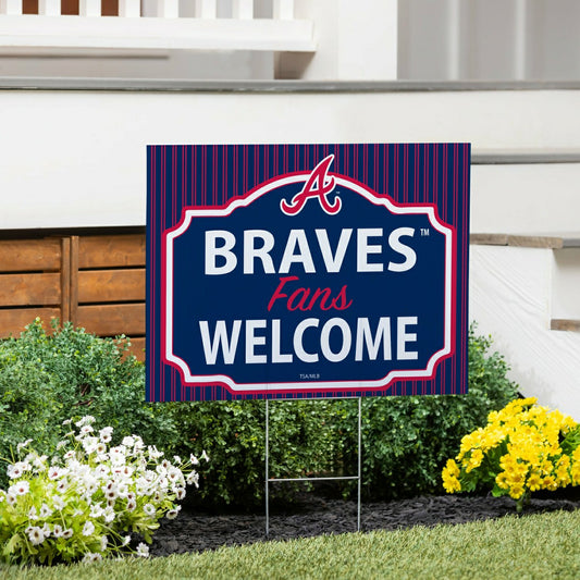 Team Sports America Exclusive - Atlanta Braves Coroplast Yard Sign, "Fans Welcome"
