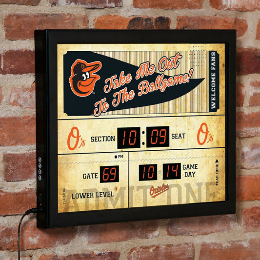 Team Sports America Recommended - Scoreboard Wall Clock, Baltimore Orioles