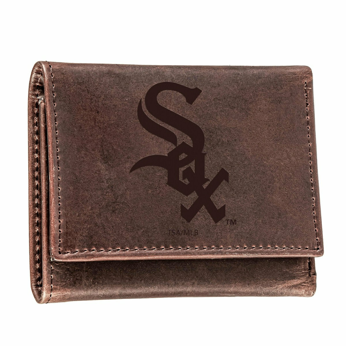Team Sports America Everyday - Chicago White Sox Tri-Fold Wallet Brown 100% Genuine Leather