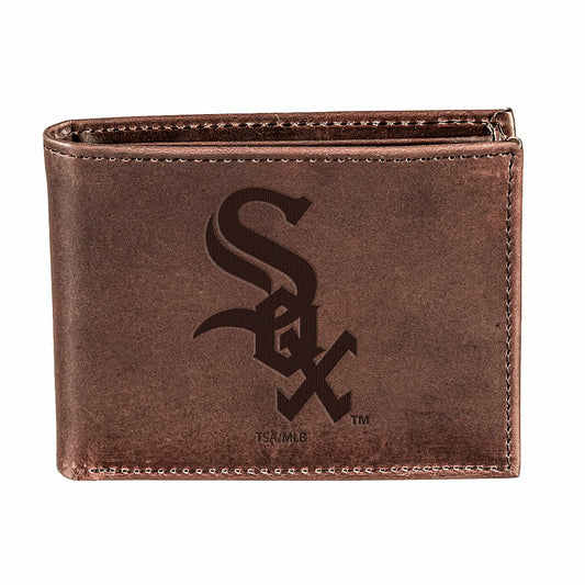 Team Sports America Recommended - Chicago White Sox Bi-Fold Wallet Brown 100% Genuine Leather