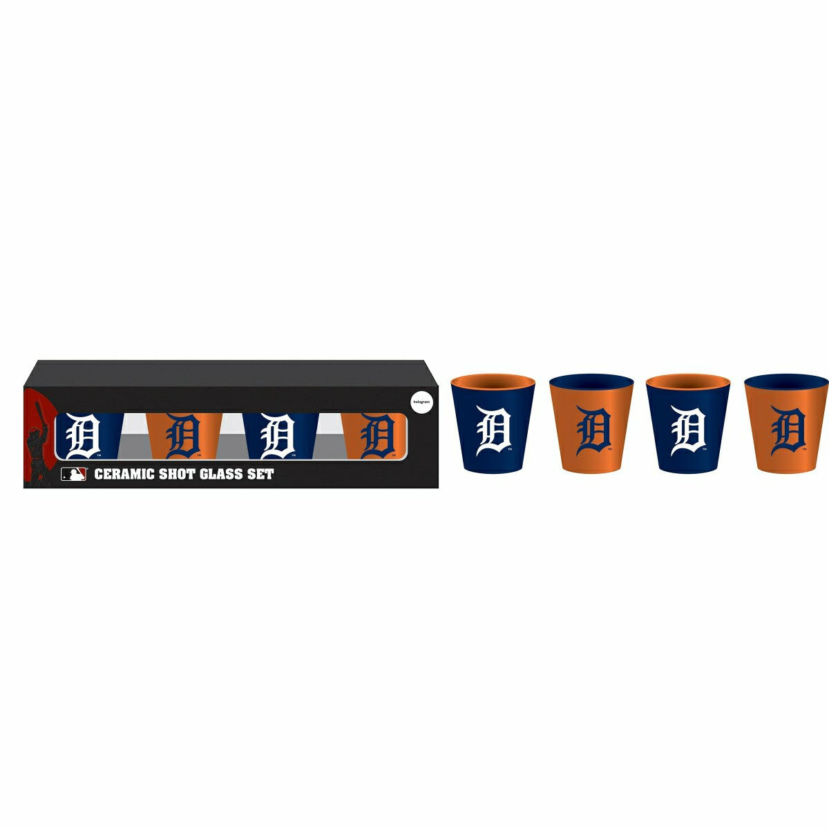 Team Sports America Recommended - Detroit Tigers 4-Piece Ceramic 2oz. Cup Set