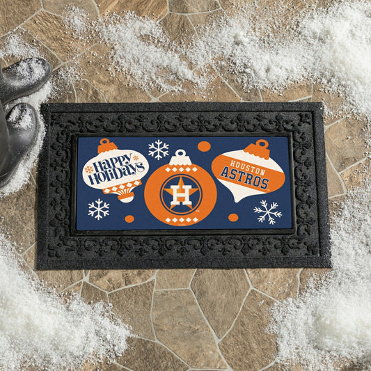 Team Sports America Essential - Houston Astros Holiday Flocked Coir Sassafras Switch Mat, 22"x10"